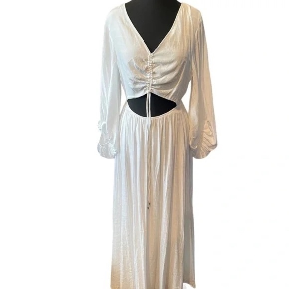 AURA Cutout Plisse Maxi Dress, Size M - Picture 7 of 10